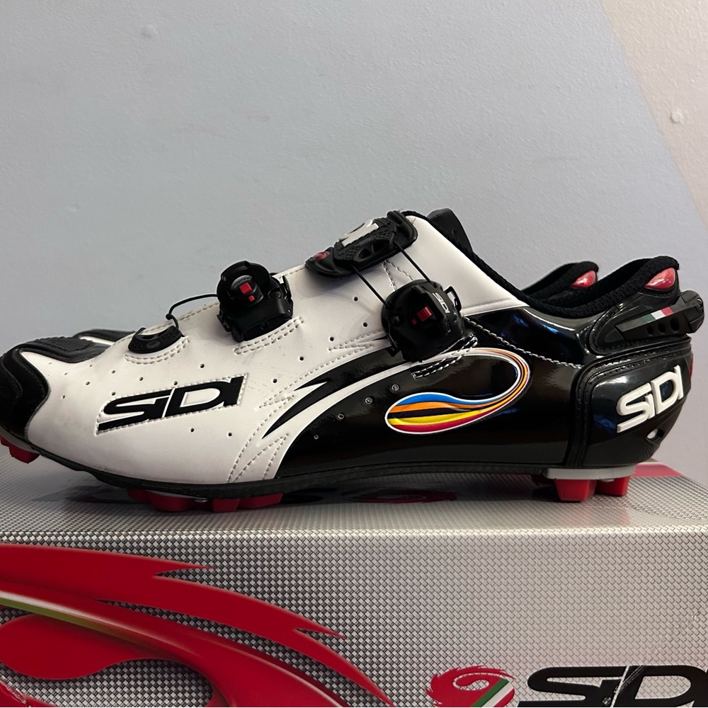 SIDI Drako SRS Carbon Clipless Shoes-White/Black - Size 48